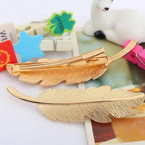 Europe and the United States big leaves feather hairpin fashion lady personality design leaf feather hairpin
