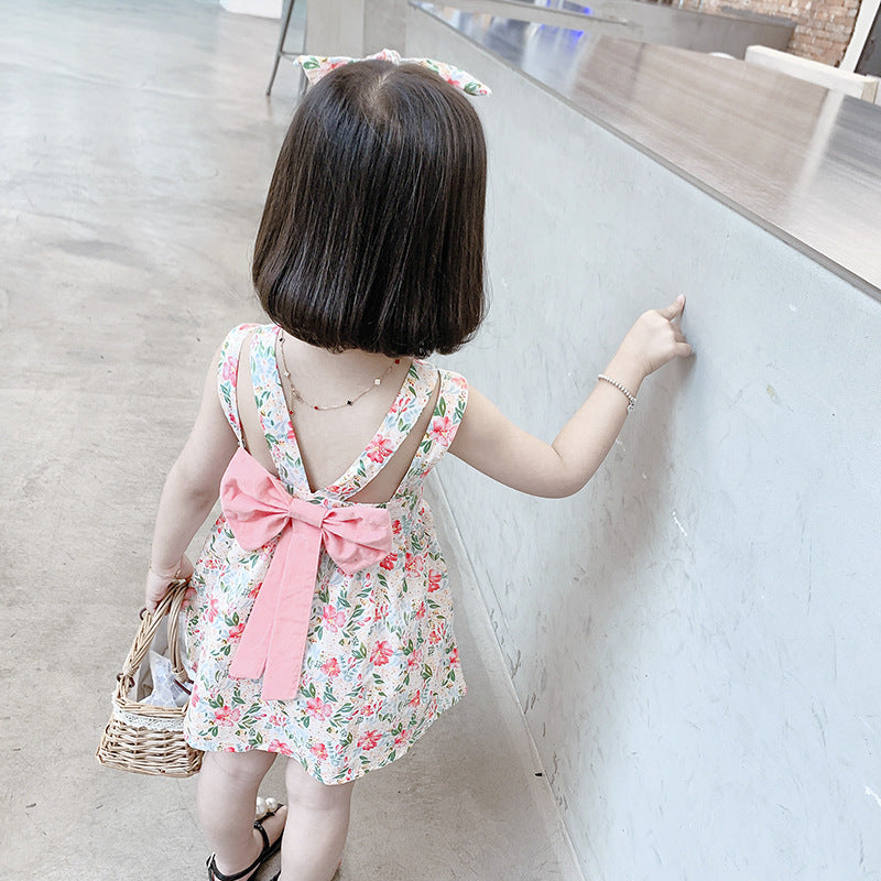 Girls Summer Ruffled Spaghetti Straps Dress