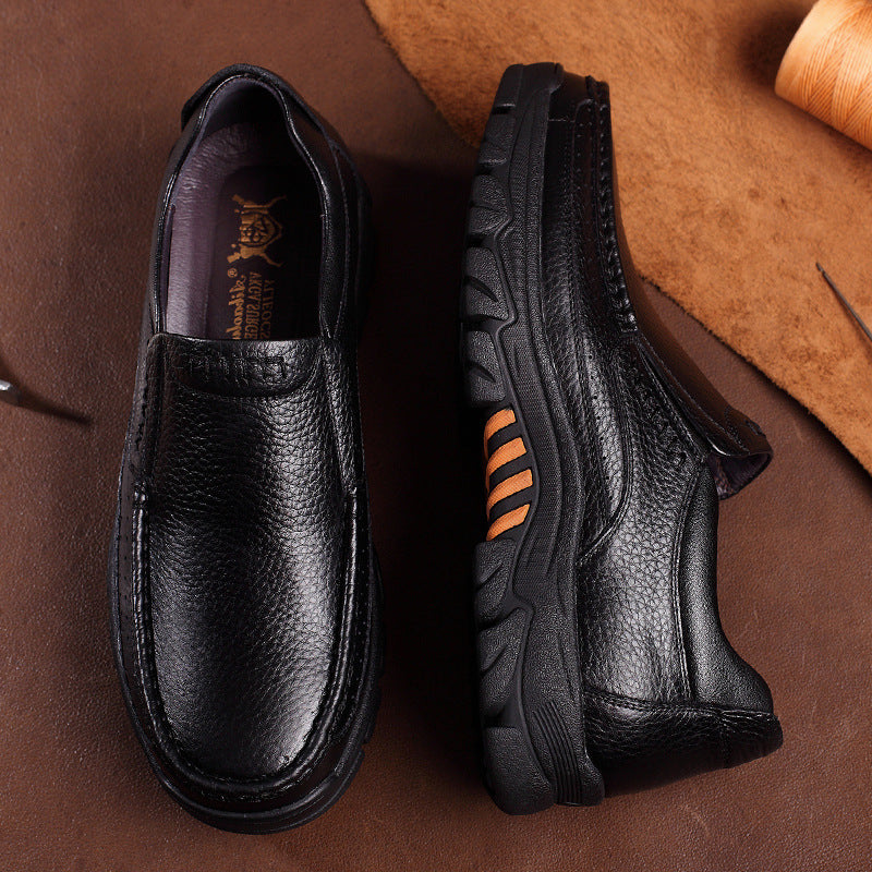 Leather soft sole middle-aged and elderly shoes