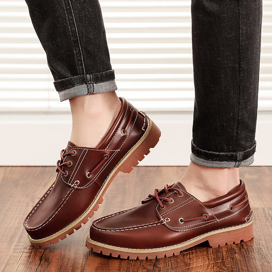 First Layer Cowhide Low Top Classic British Casual Pumps Men