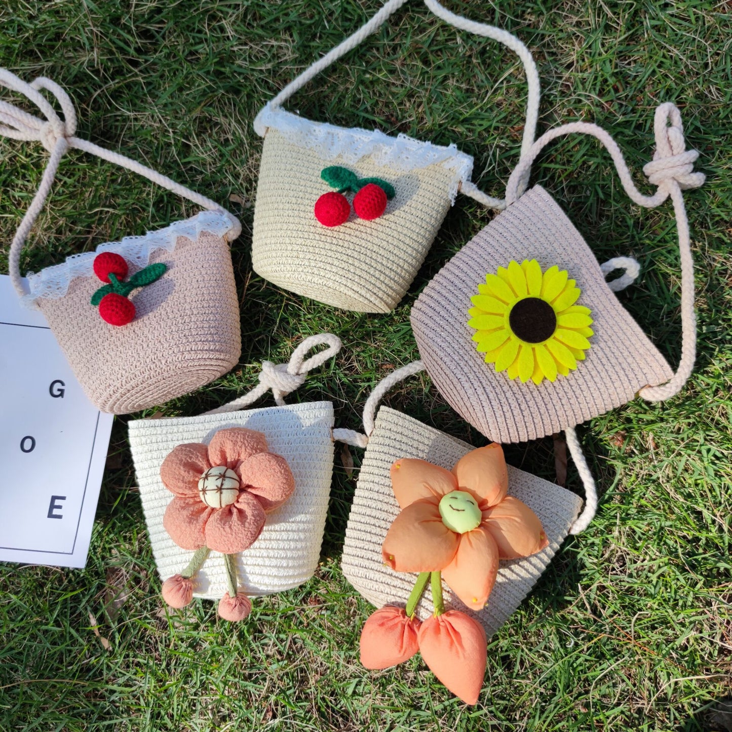 Grass Woven Bag For Children's Cute Crossbody