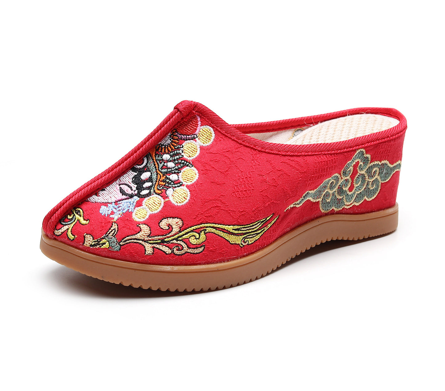 Women's Ethnic Style High-heeled Embroidered Slippers