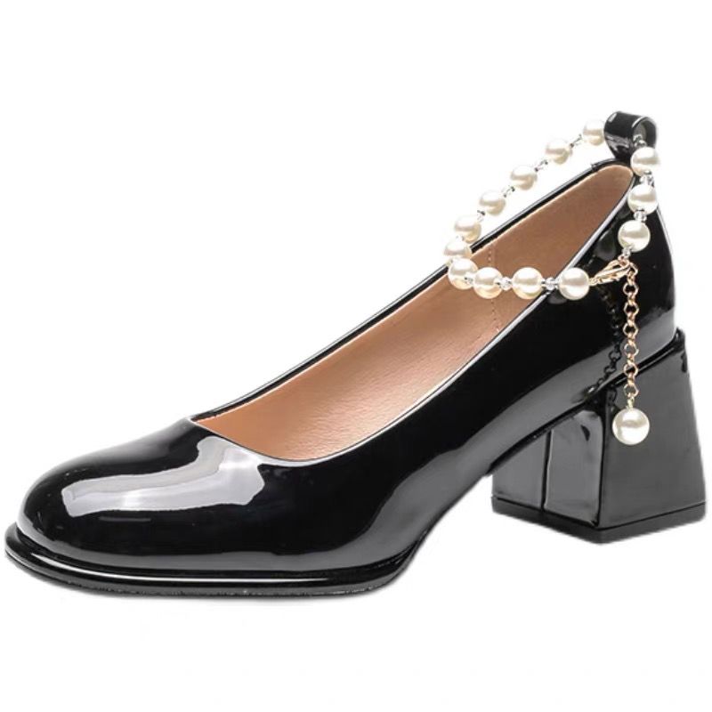 Women's Shallow Mouth High Heel Square Toe Spring New Mary Jane Shoes