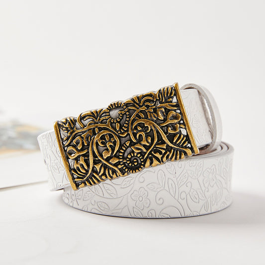 Cowhide ladies leather vintage belt