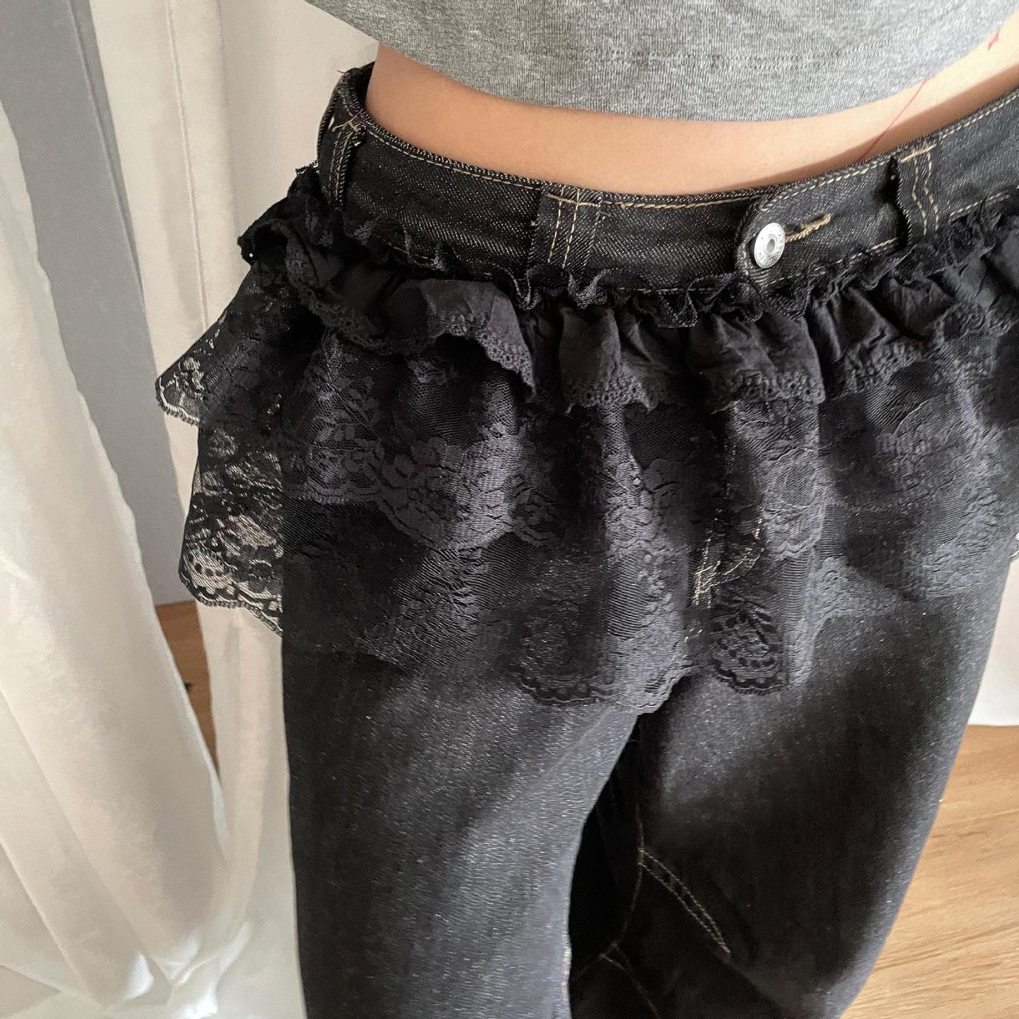 Lace Short Fart Curtain A- Line Ballet Bow Lace-up Skirt Bandage Dress