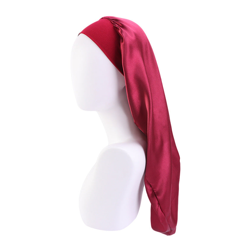 Women's Elastic Wide-brimmed Satin Long Tube Nightcap