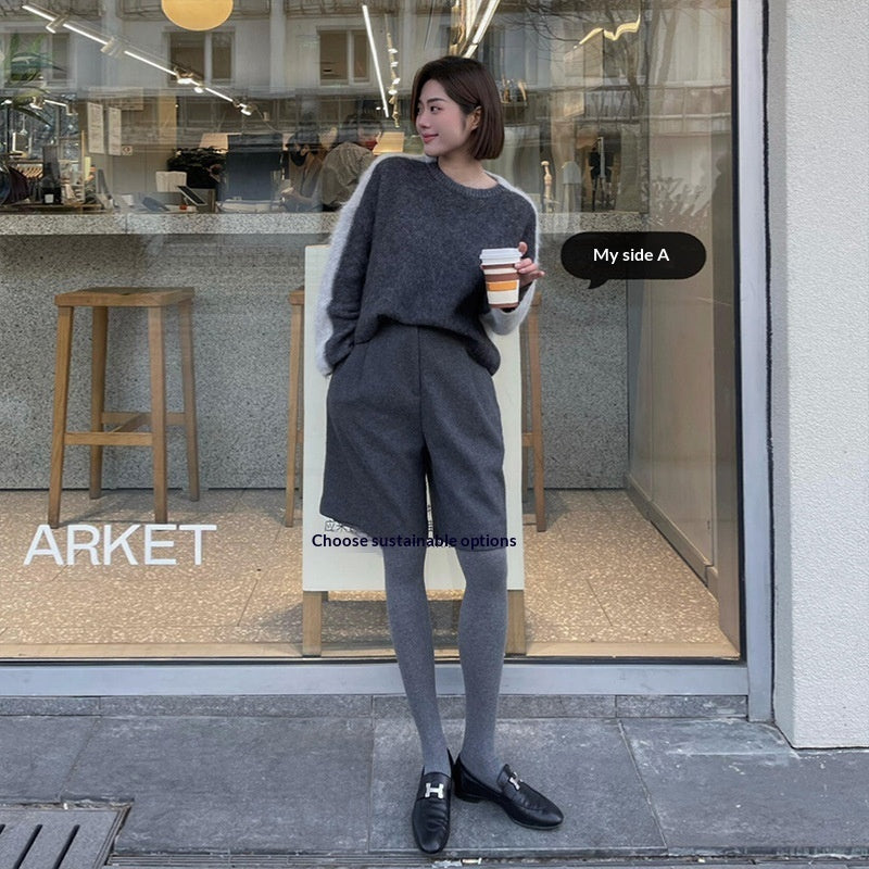 Outerwear High-Waisted Wool Cropped Trousers