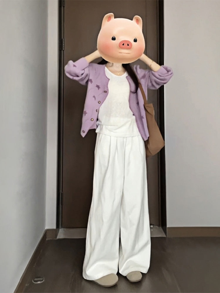 Autumn New Purple Knitted Outerwear Cardigan Top