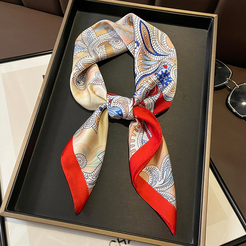 Yellow Small Square Silk Scarf For Women