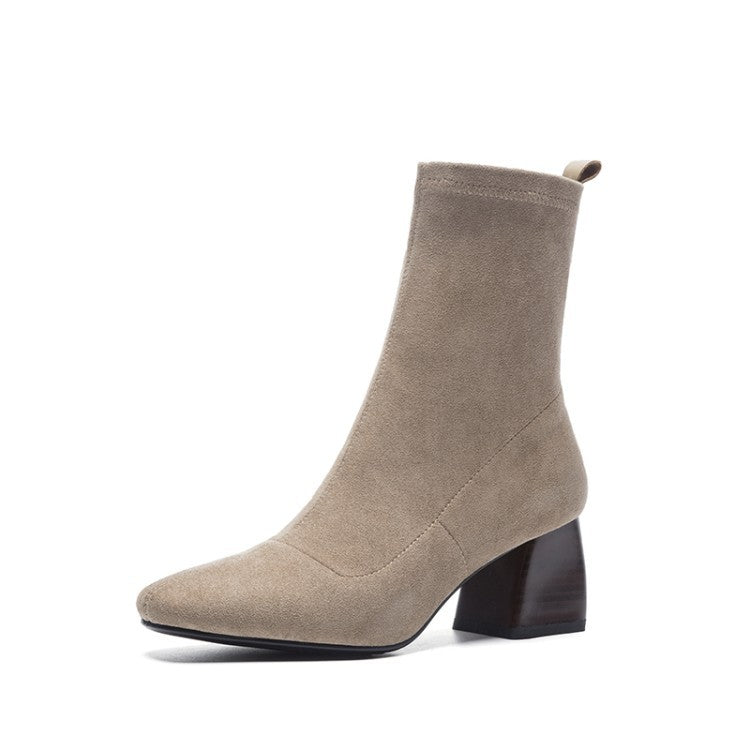 Children's Boots High-heeled Elastic Fashion Black Thick Heel