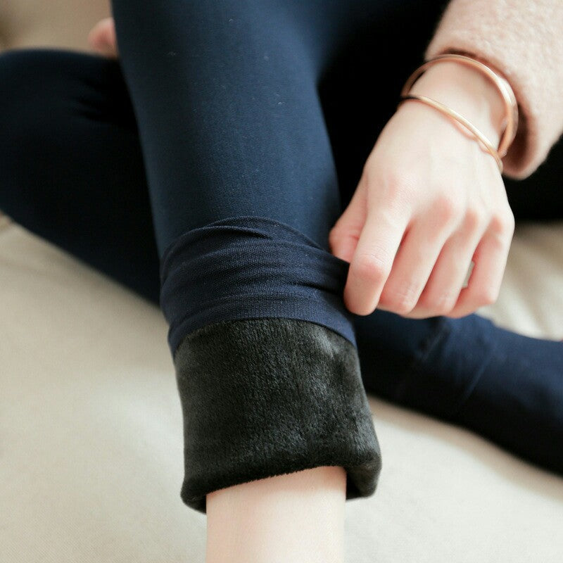 Beautiful legs plus velvet thick one-piece pants