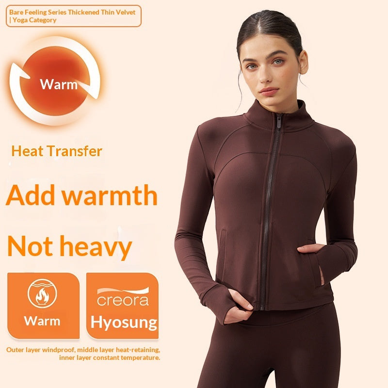 Thickened Thin Fleece Autumn And Winter Fingerless Yoga Top