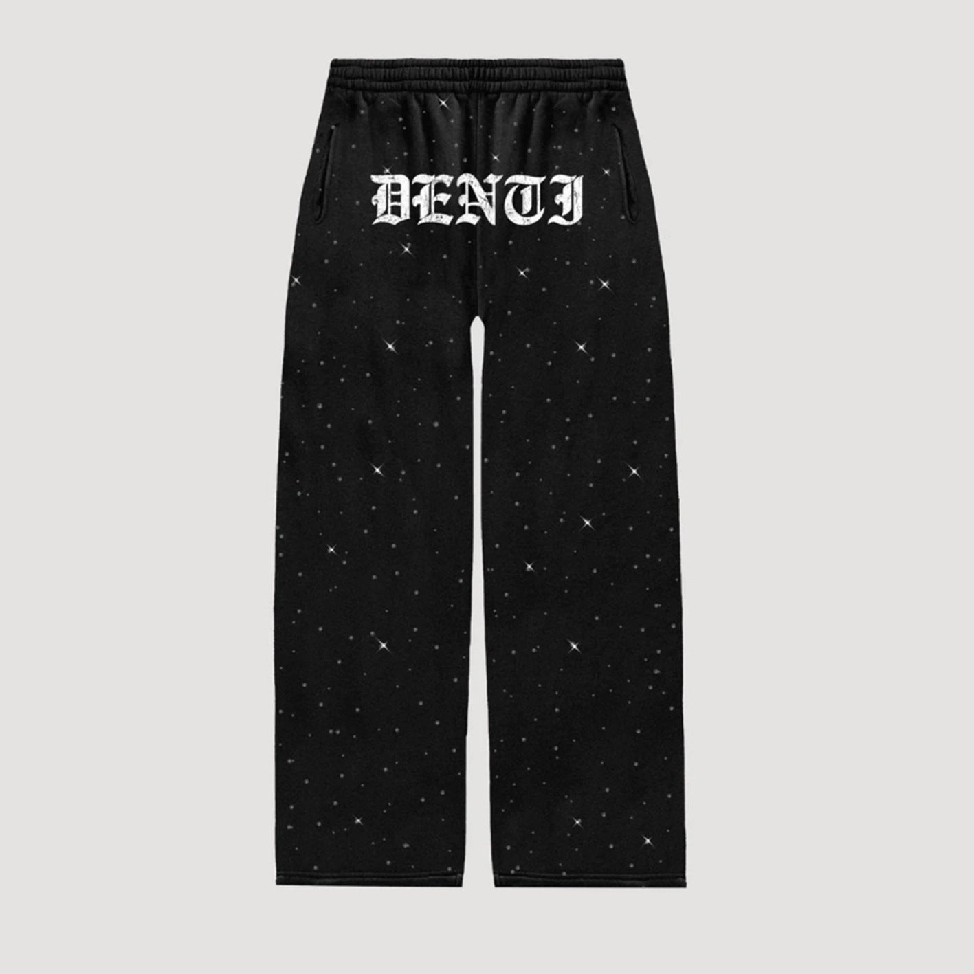 Women's Fashionable Printed Letter And Rhinestone Casual Sportswear Set