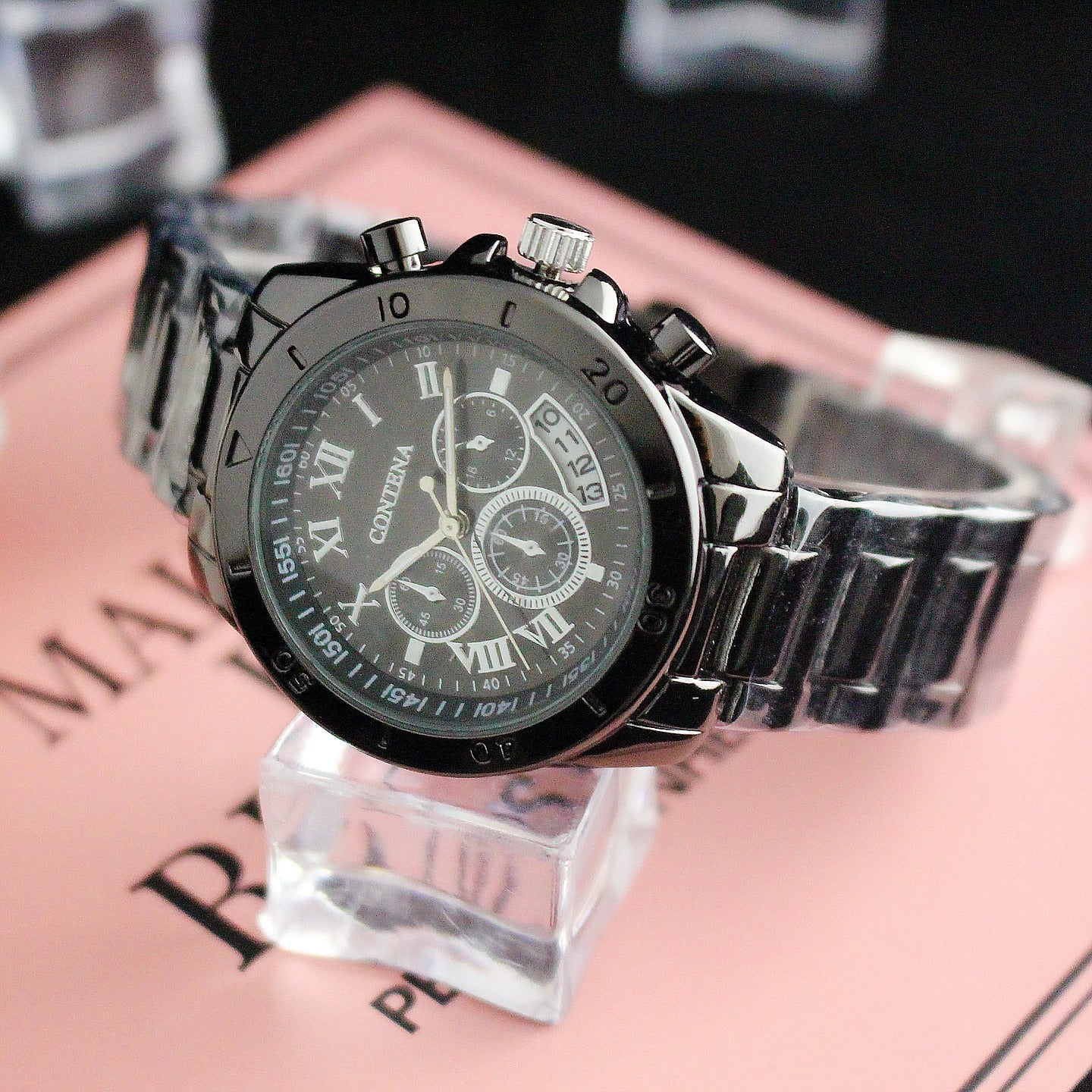 Vintage three-eye quartz watch