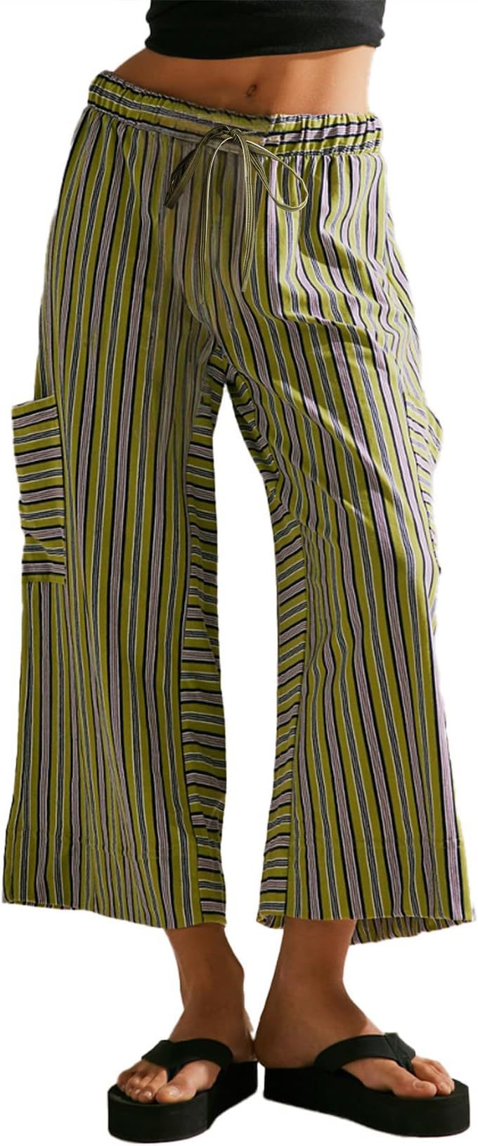 Summer Stripes Straight-leg Pants Women's Clothing