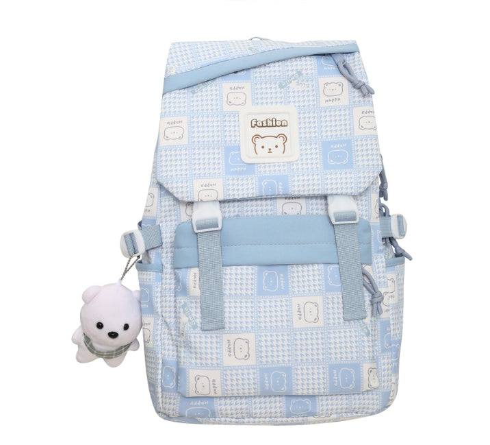 Checked Backpack Women's Large Capacity