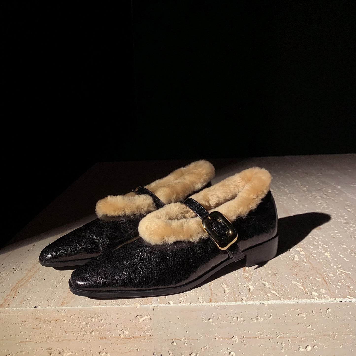 Sheepskin Ankle-strap Shoes Women