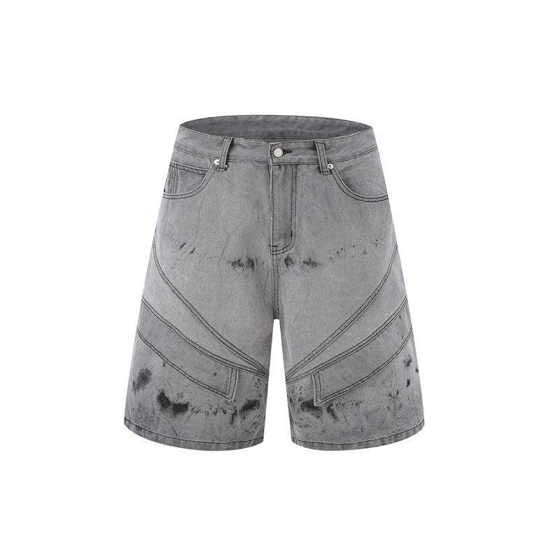 New Summer Retro Washed Denim Shirt And Shorts Set