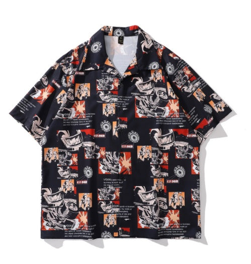 High Street Retro Dark Design Short Sleeve Shirt