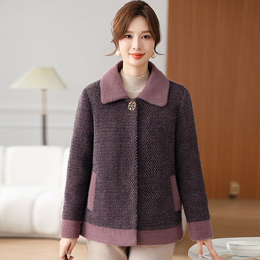 Mom Clothes Fleece Padded Coat Middle-aged And Elderly Women's Cotton-padded Jacket