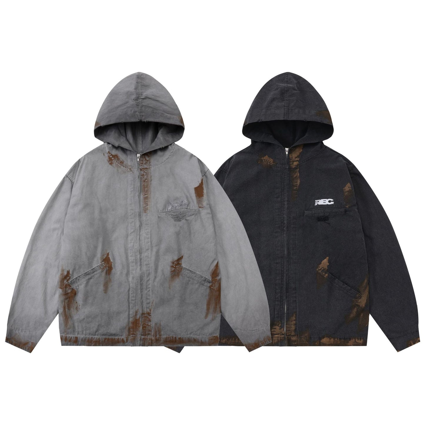 Fashion Loose Hooded Zipper Jacket