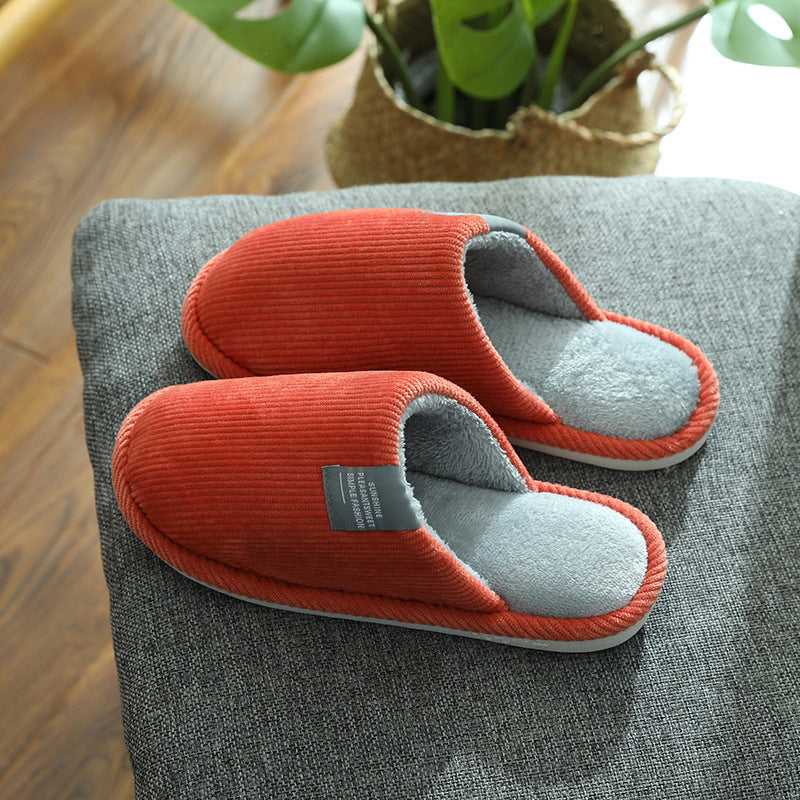 Cotton slippers female warm cute plush couple home