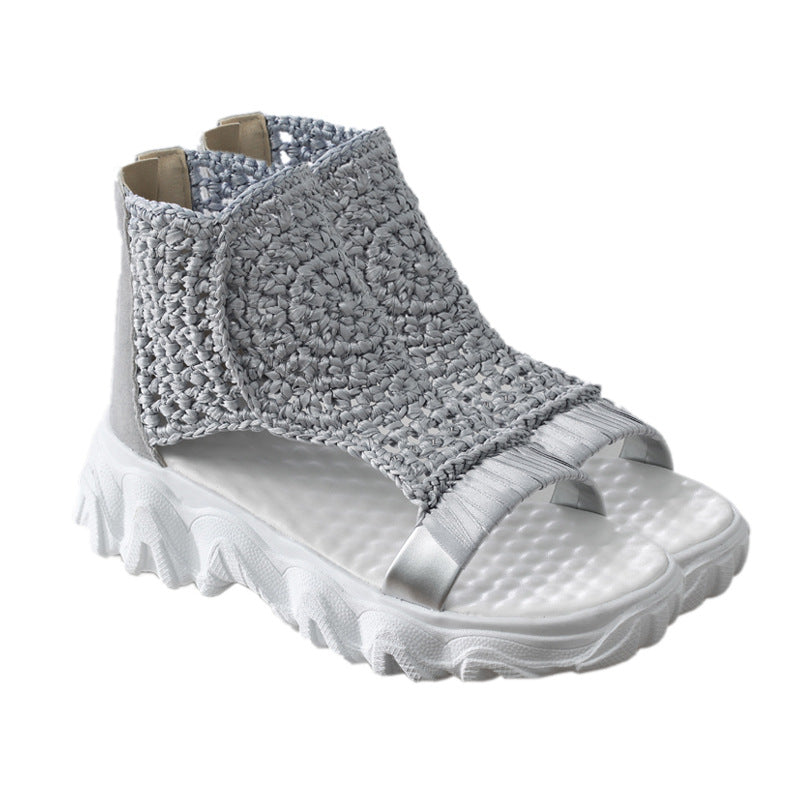 Knitted Wool Sandals Women's Thick Sole Casual