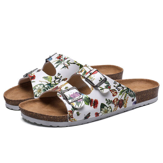 Flip-flops, cork beach, Korean style flip-flops, couple leather sandals and slippers