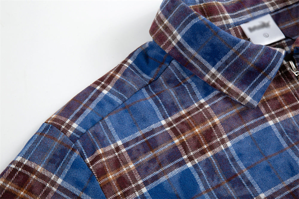 Distressed Plaid Shirt Men's Coat