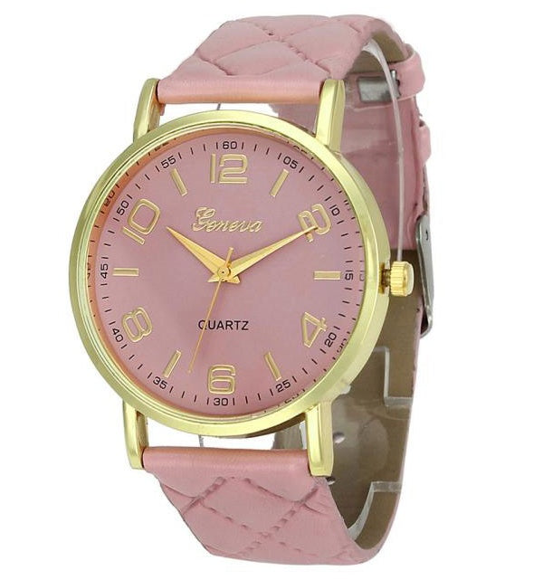 Fashion embossed geneva belt watch Personality strap with lady quartz Geneva watch