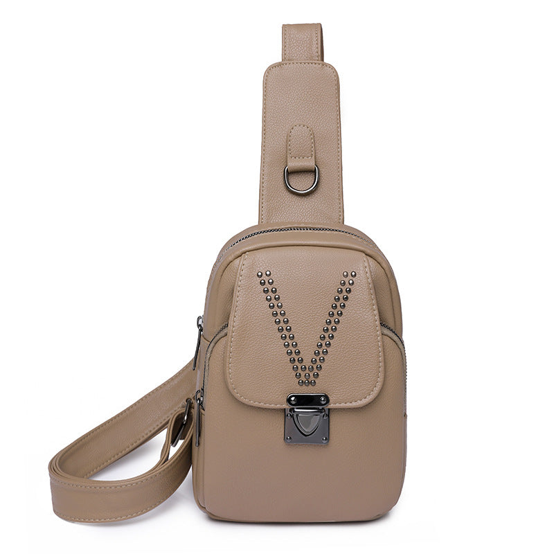 Women's Outdoor Sports PU Soft Face Chest Bag
