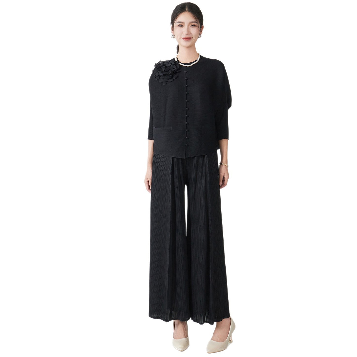 Two-piece Stylish And Slim-fit Top And Pants Set