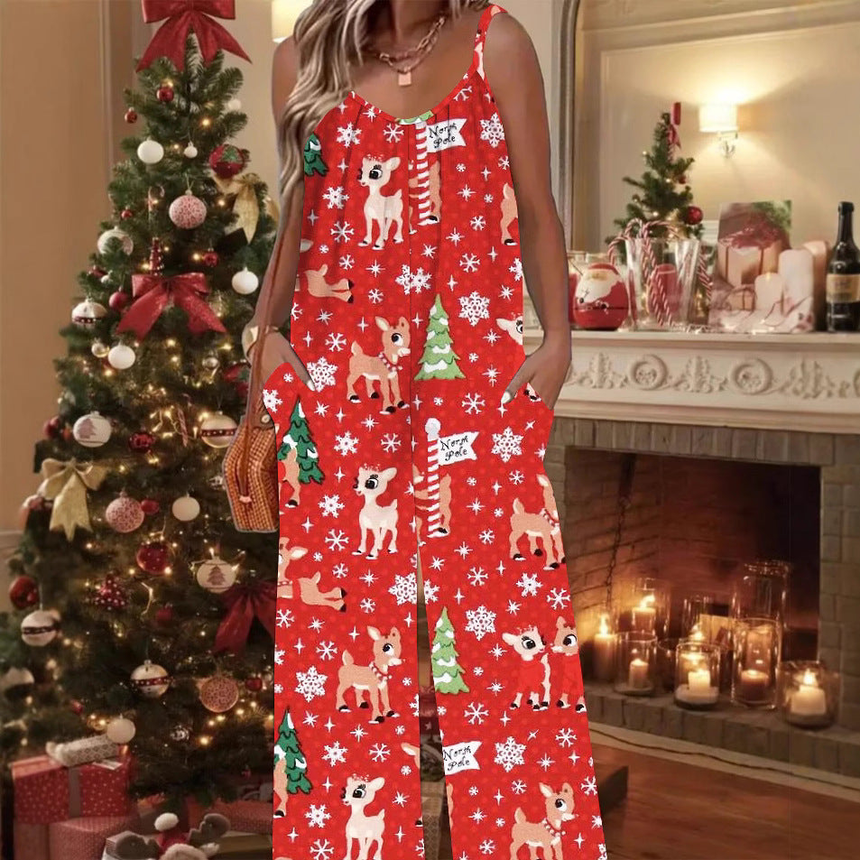 Christmas Plus Size Women's Clothing Casual Jumpsuit