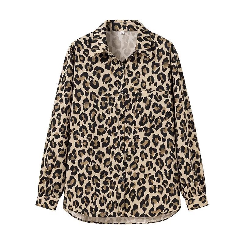 Women's Fashion Leopard Print Shirt Straight Pants Suit