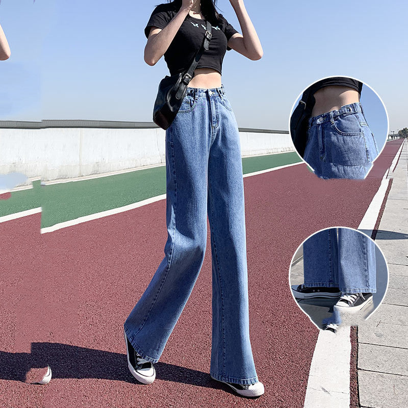 Women's Summer Thin Straight Loose High Waist Jeans