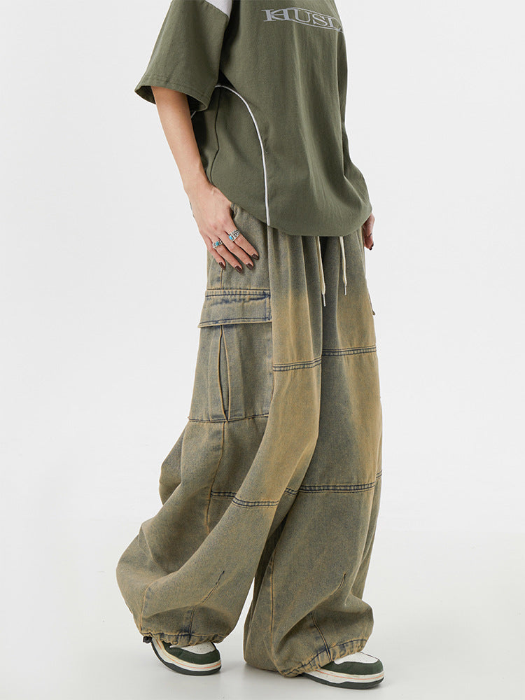 Amerikanske High Street Oversize Løse Multilomme Workwear Casual Bukser til Mænd og Kvinder