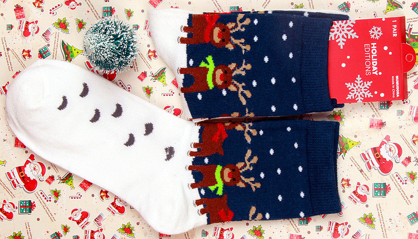 Old man elk snowman cotton women's socks