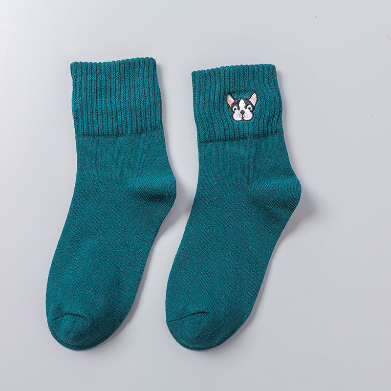 Cartoon Embroidered  In Tube Socks