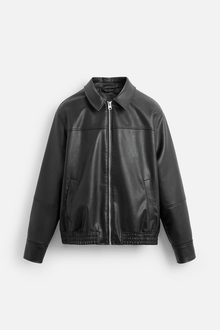 Mens Faux Leather Biker Jacket Coat