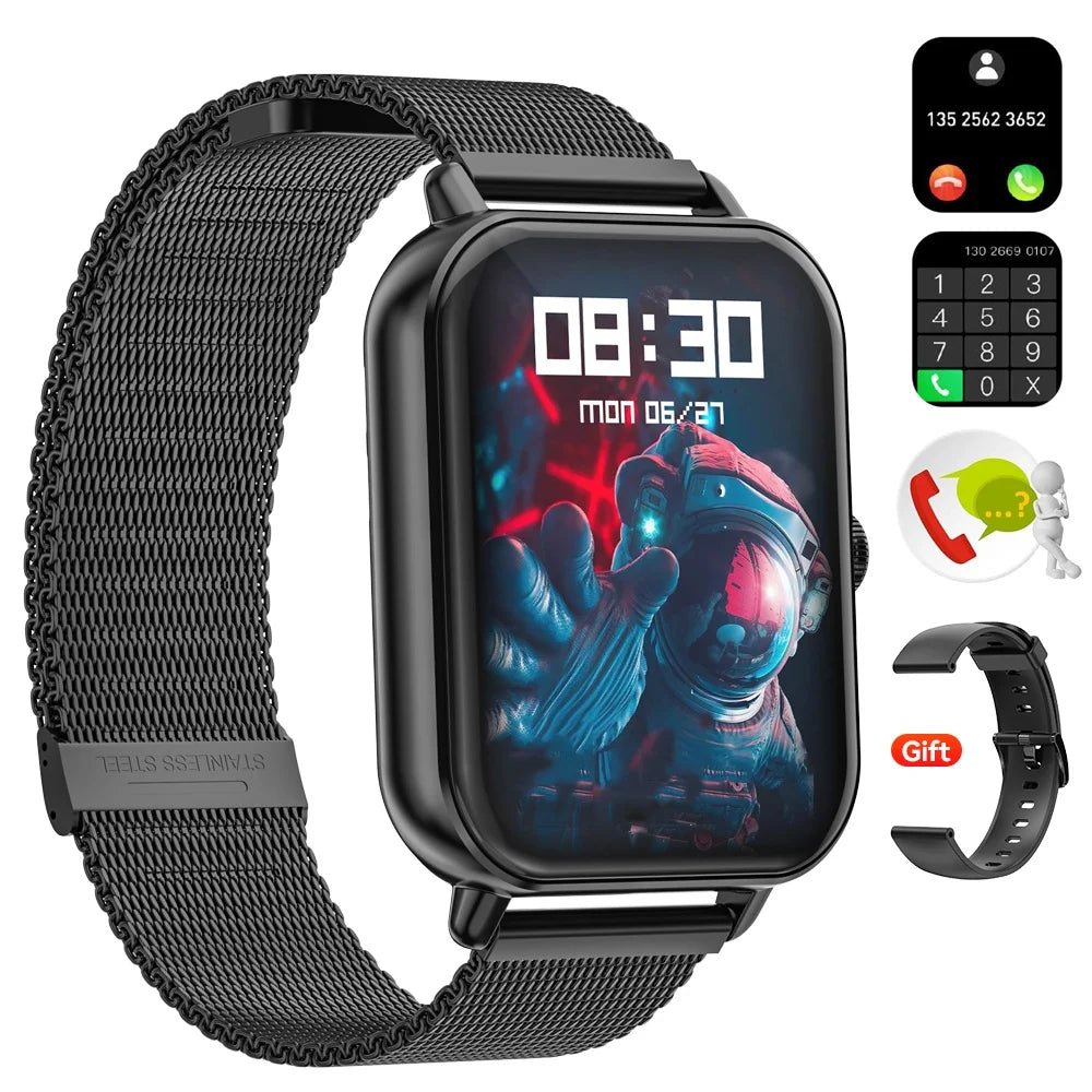 2025 Women'S Smartwatch, 1.72 Inch, Sports Tracker for Men and Women, Answer / Make Calls / Multiple Sports Modes / Information Reminders, Ip67 Waterproof Fitness Tracker for Android(Black)