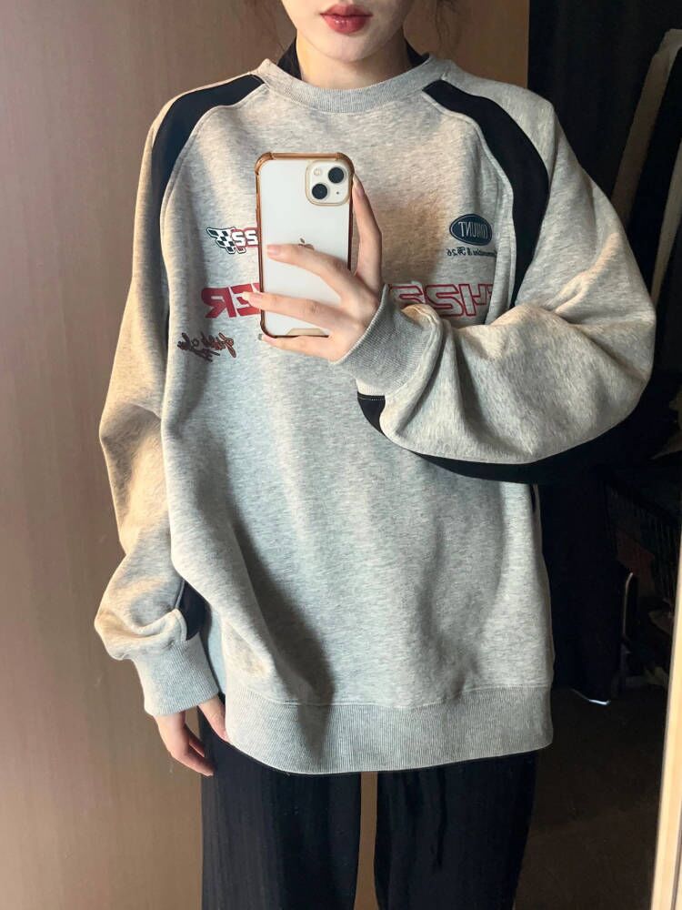 Kraftig løs all-match crew neck-frakke-sweater