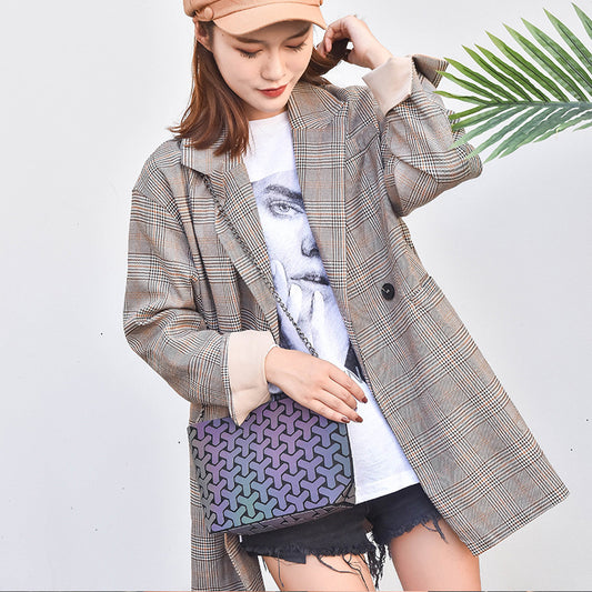 Women's Geometric Check Cross Body Bag