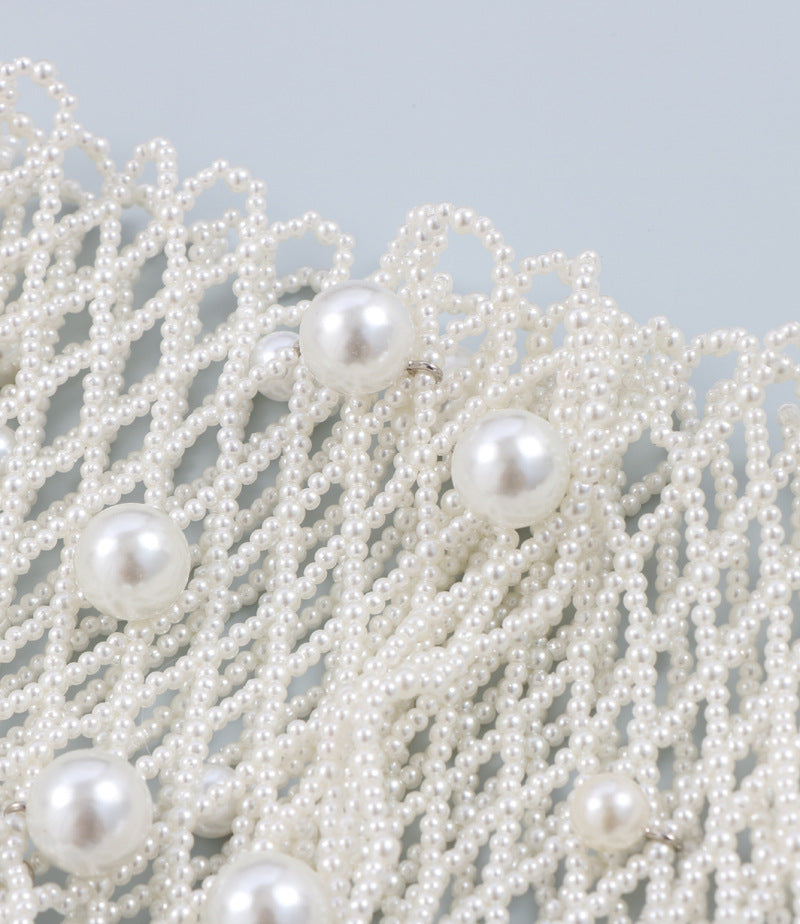 Women's Fashion Versatile Hollow Pearl Decorative Girdle