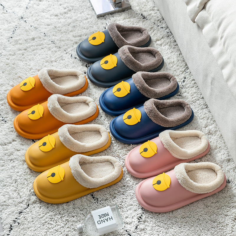Women's leather cotton slippers