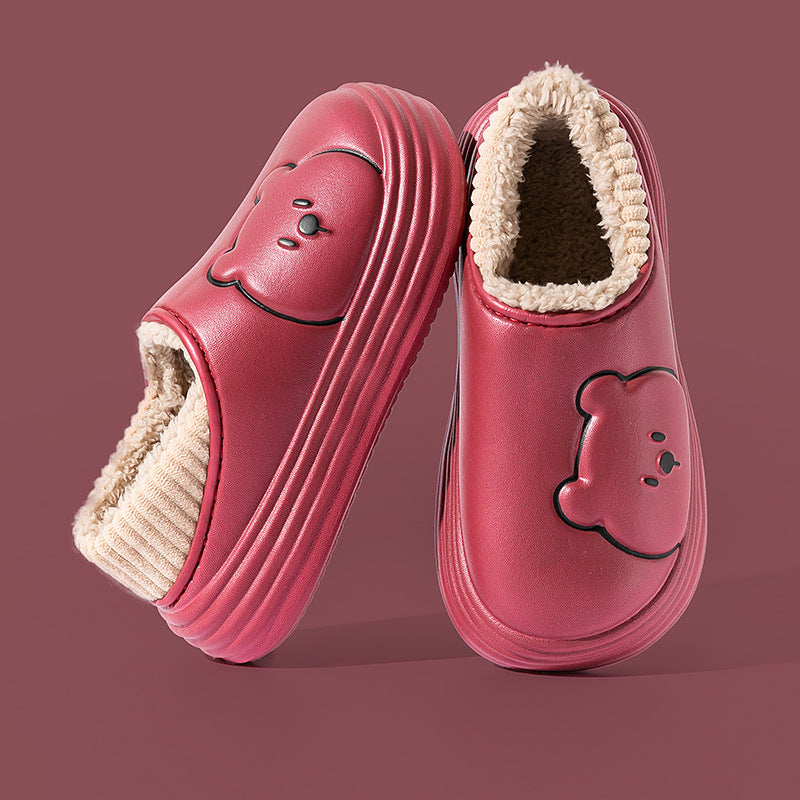 Outdoor Waterproof Cotton Slippers Women's Bag With Indoor Home Non-slip Fluffy Cotton Shoes