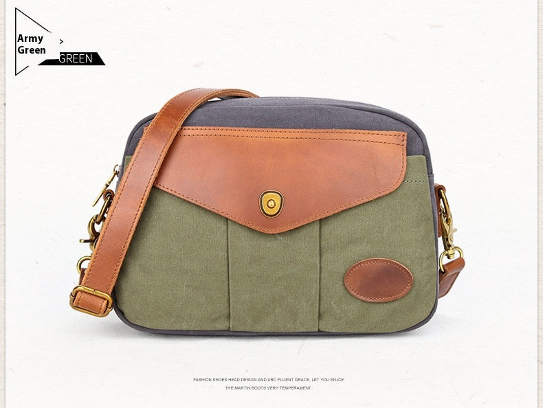 Farveblokket Retro Lærred Skuldertaske/Crossbody-taske