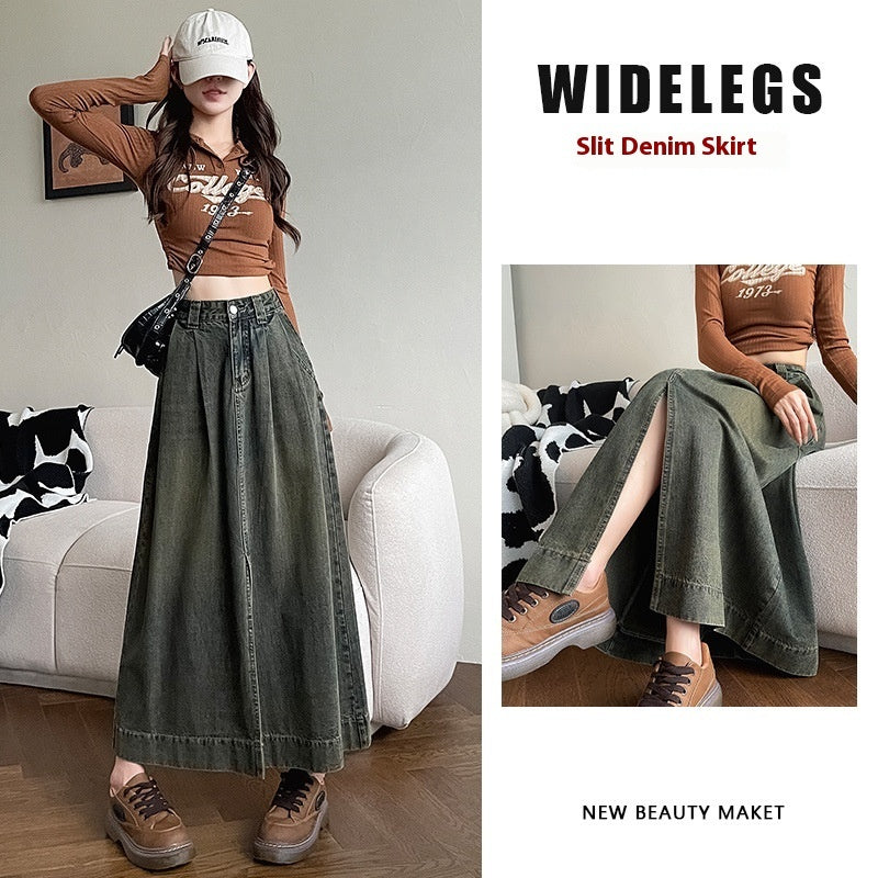 Women's High Waist Front Slit Skirt