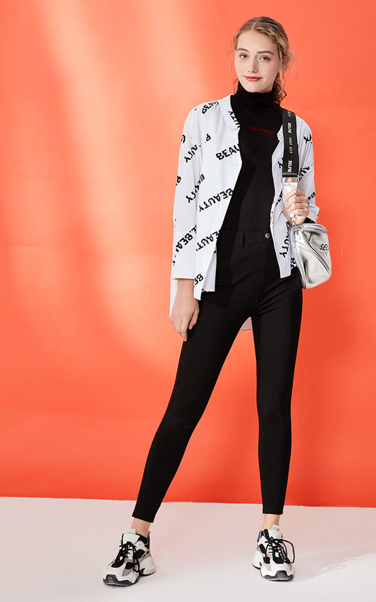 thin black tight stretch outer leggings