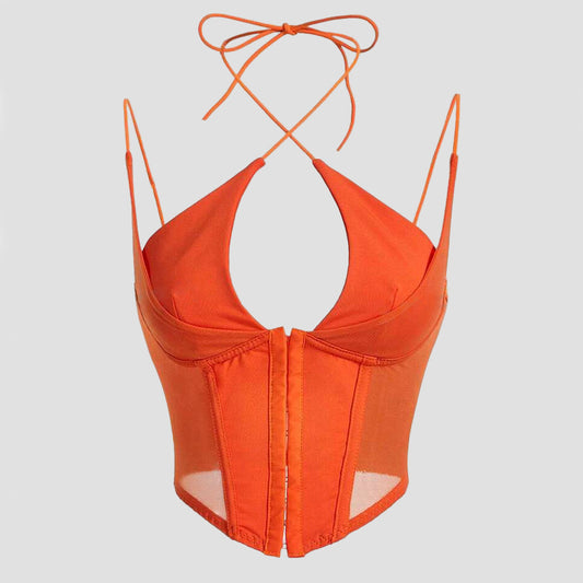 Womens Fashion Sheer Sexy Halter Strap Top