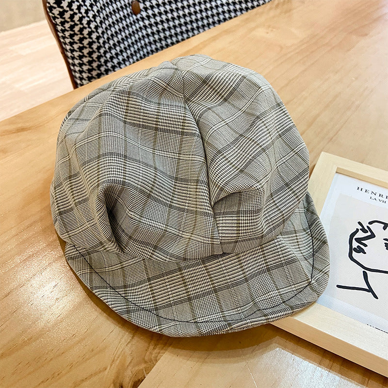 Ladies' Lattice College Wind And Cloud Octagonal Hat